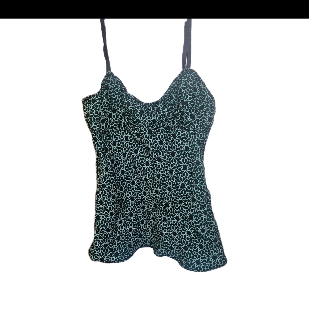 Marni Fall 2013 Silk Geometric Lattice Peplum Tank Top | Green & Black |
